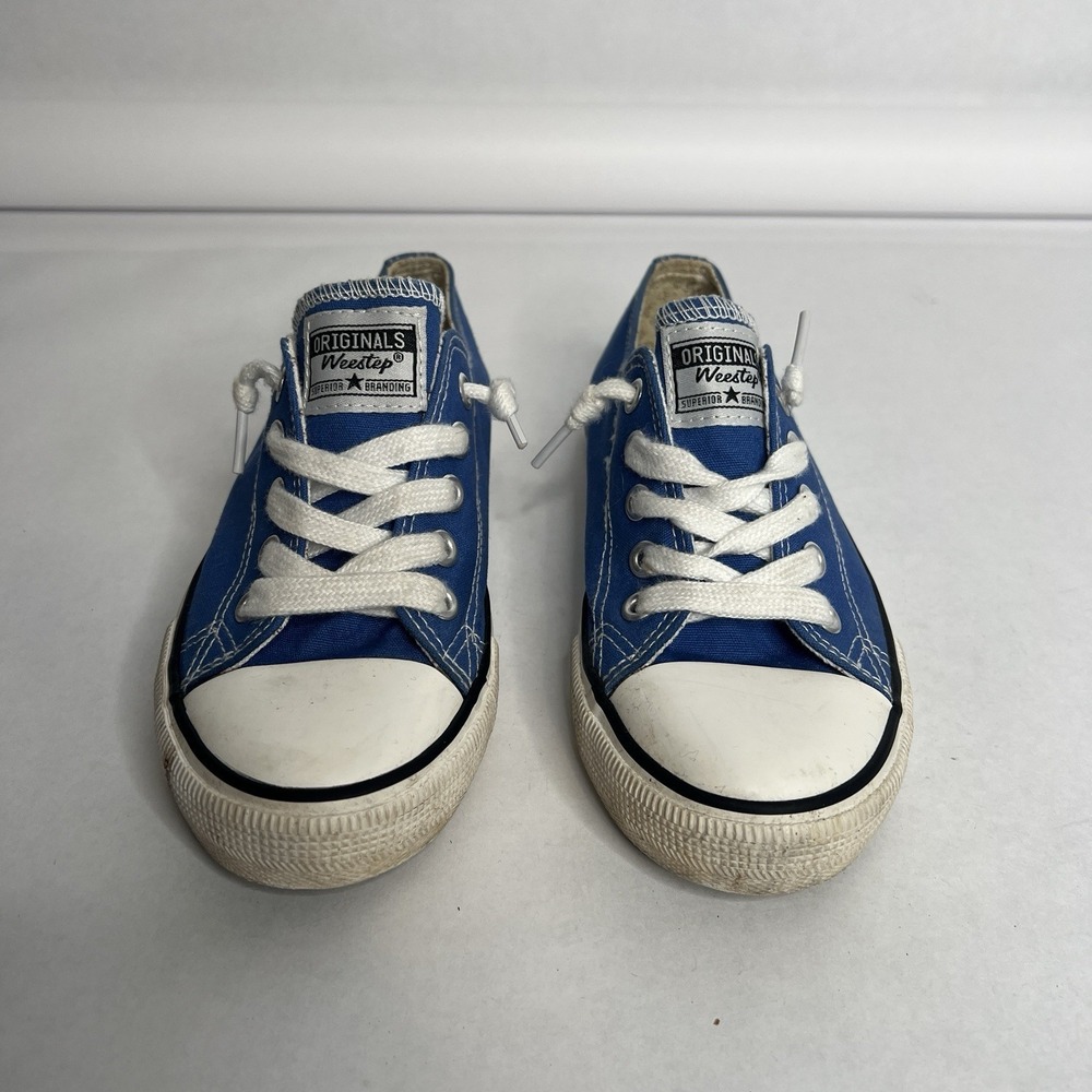 Weestep Kids Sneakers Canvas Shoes Size 1Y 1 Blue Slip On Tie Boat Skater Casual
